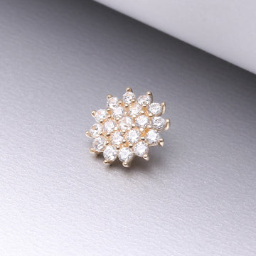 Detail View 1 of 14 Karat Gold Grand Sparkle Flower Dermal Anchor Top-Clear Gem